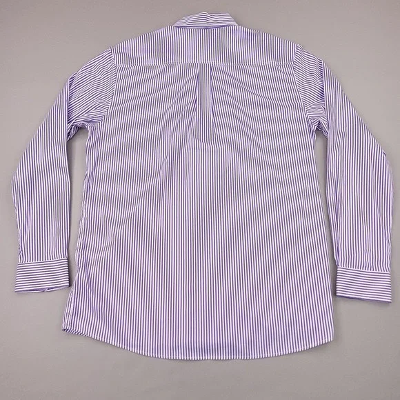 Johnnie-O Shirt Mens XL Purple White Stripe Button Down Bamboo Stretch Pocket - Picture 7 of 11